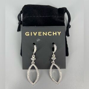 GIVENCHY Silver Tone Multi Crystal Drop Pave’ Style Earrings NWT / New